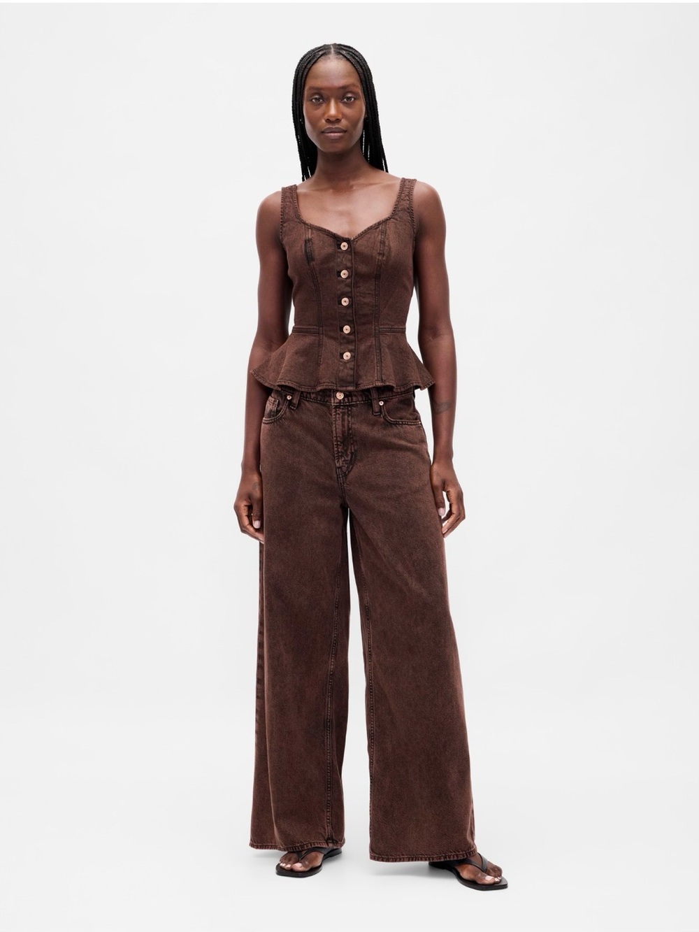 GAP NWT Brown Mid Rise UltraSoft Baggy Jeans